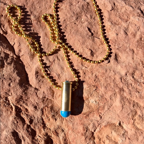 HAND CRAFTED Turquoise Bullet Casing Pendant Necklace - Picture 5 of 6